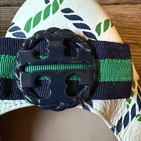 Tory Burch Blue and Green Flats with Nautical Bow, size 8 - Picture 10 of 10